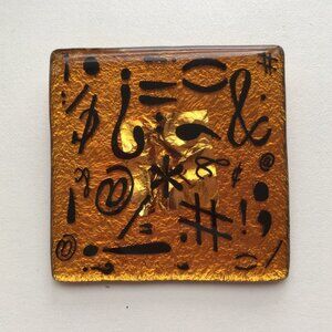 Vintage Charles Gray Resin Gold Foil Square Brooch